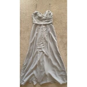 Hayley Paige Occasions Grey Chiffon V-Neck Maxi Bridesmaid Dress 5603 Womens 10